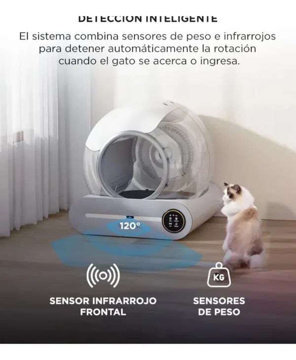 Arenero Autolimpiante para Gatos con Sensores Infrarrojos y Contenedor 9 L
